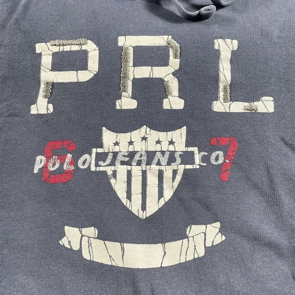 VTG 90s Polo Ralph Lauren PRL Jeans 1967 Navy Blue Pullover Hoodie Mens Sz L GUC